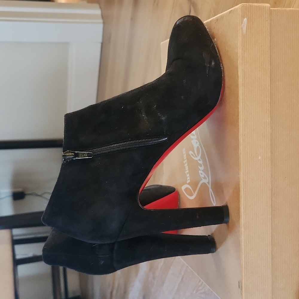 Christian Louboutin black suede Vicky booties